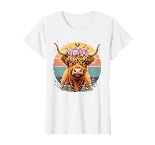 Floral Highland Cow Mom Mother's Day Cute Cow Mama Retro T-Shirt Floral Highland Cow Mom Mother's Day Cute Cow Mama Retro T-Shirt von Funny Mom Day Highland Cattle Mom Cow Lover Outfit