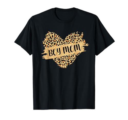 Herzform, Leopardenmuster, Mutter von Jungen, Mutterschaft von Jungen T-Shirt Herzform, Leopardenmuster, Mutter von Jungen, Mutterschaft von Jungen T-Shirt von Funny Mom Life Motherhood Mom Of Boys Leopard