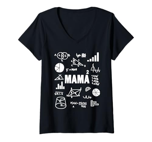 Damen Mama zum Quadrat Zweites Mal Mama Mathe Zweite Potenz Mutter T-Shirt mit V-Ausschnitt Damen Mama zum Quadrat Zweites Mal Mama Mathe Zweite Potenz Mutter T-Shirt mit V-Ausschnitt von Funny Mom Of Two German Mom Math Mother's Day