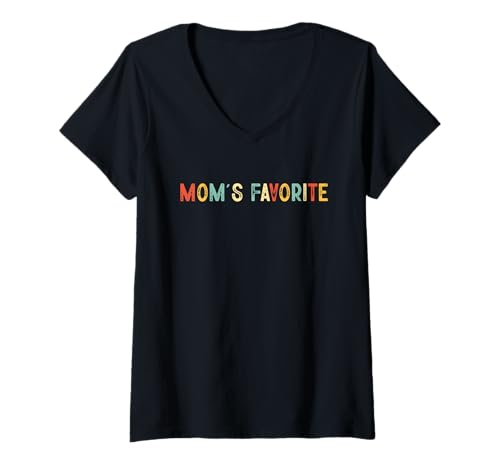 Damen Moms Favourite Retro Lustiger Lieblingsmuttertag T-Shirt mit V-Ausschnitt Damen Moms Favourite Retro Lustiger Lieblingsmuttertag T-Shirt mit V-Ausschnitt von Funny Mom's Favorite Mothers day gifts