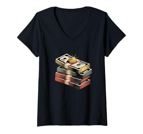 Damen Retro-Geldgrafik „Ich Liebe Geld“, zeig Mir das Geld-Meme T-Shirt mit V-Ausschnitt Damen Retro-Geldgrafik „Ich Liebe Geld“, zeig Mir das Geld-Meme T-Shirt mit V-Ausschnitt von Funny Money Funny Meme Show Me The Money Tshirt