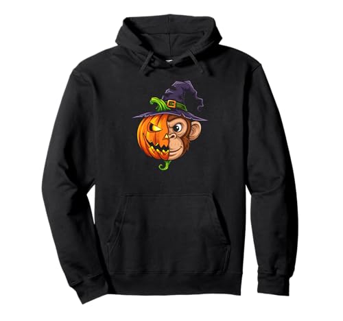 Monkey Pumpkin Jack O Laterne Halloween Kinder Herren Damen Pullover Hoodie von Funny Monkey Lovers Halloween Pumpkin Outfits