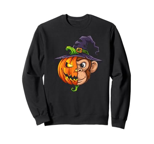 Monkey Pumpkin Jack O Laterne Halloween Kinder Herren Damen Sweatshirt von Funny Monkey Lovers Halloween Pumpkin Outfits