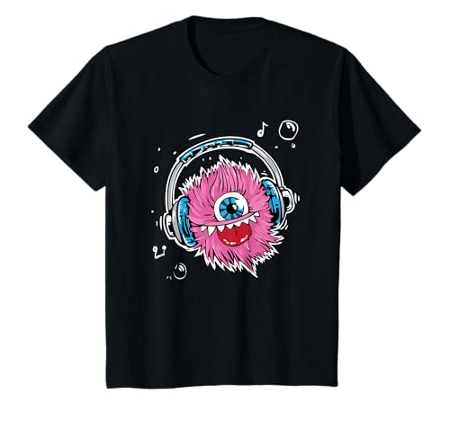 Pink One Eyed Monster Karaoke Musik DJ für Teenager Kinder T-Shirt von Funny Monster DD Co