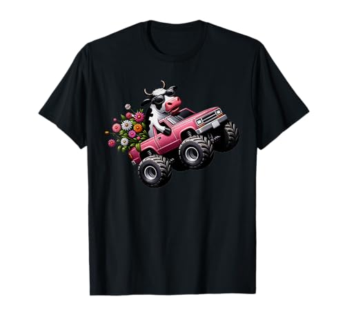 Lustige Kuh Monster Truck Party Bauernhof Tier Damen Mädchen T-Shirt Lustige Kuh Monster Truck Party Bauernhof Tier Damen Mädchen T-Shirt von Funny Monster Truck Show Lover Designs for Girls