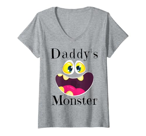 Damen Daddy's Monster Halloween Kostüm Lustiges Kleinkind Mädchen Junge Kind T-Shirt mit V-Ausschnitt Damen Daddy's Monster Halloween Kostüm Lustiges Kleinkind Mädchen Junge Kind T-Shirt mit V-Ausschnitt von Funny Monsters Kids Halloween Costumes Boys Girls
