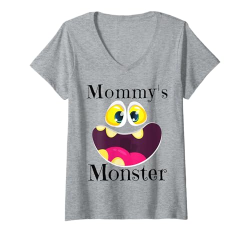 Damen Mommy's Monster Halloween-Kostüm, lustiges Kleinkind, Mädchen, Jungen, Kind T-Shirt mit V-Ausschnitt von Funny Monsters Kids Halloween Costumes Boys Girls