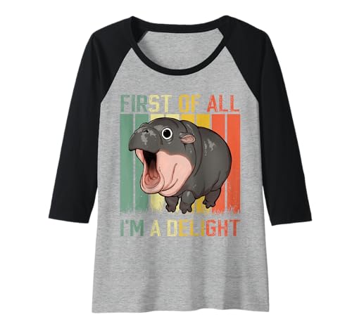 Damen Zuallererst I'm A Delight Angry Moo Deng Baby Pygmy Nilpferd Raglan Damen Zuallererst I'm A Delight Angry Moo Deng Baby Pygmy Nilpferd Raglan von Funny Moo-Deng Cute Baby Hippo Pygmy Hippopotamus