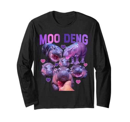 Niedliches Moo Deng Lustiges Baby Nilpferd Pygmy Nilpferd Langarmshirt von Funny Moo-Deng Cute Baby Hippo Pygmy Hippopotamus