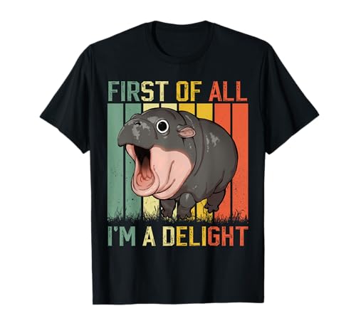 Zuallererst I'm A Delight Angry Moo Deng Baby Pygmy Nilpferd T-Shirt von Funny Moo-Deng Cute Baby Hippo Pygmy Hippopotamus