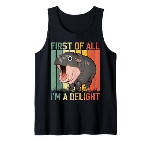 Zuallererst I'm A Delight Angry Moo Deng Baby Pygmy Nilpferd Tank Top von Funny Moo-Deng Cute Baby Hippo Pygmy Hippopotamus