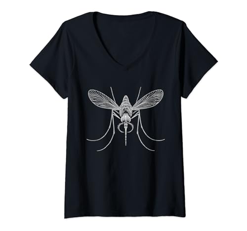 Damen Fingerabdruck-Stil – Moskito Dad Mom T-Shirt mit V-Ausschnitt Damen Fingerabdruck-Stil – Moskito Dad Mom T-Shirt mit V-Ausschnitt von Funny Mosquito Gift for Men & Women