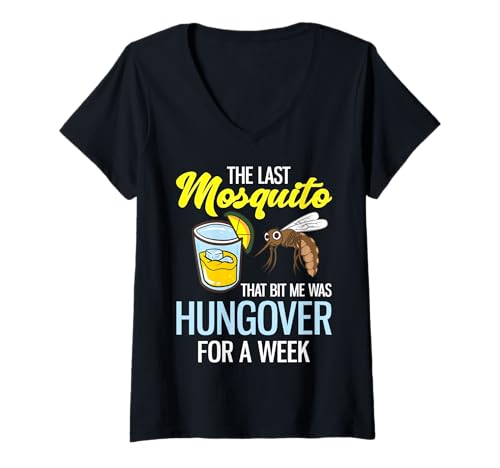 Damen Die letzte Mücke, die mich gebissen hat, war eine Woche lang verkatert T-Shirt mit V-Ausschnitt Damen Die letzte Mücke, die mich gebissen hat, war eine Woche lang verkatert T-Shirt mit V-Ausschnitt von Funny Mosquito Quotes for Mosquito Lovers