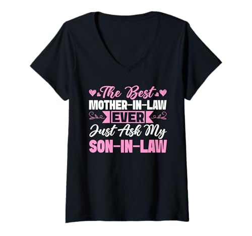 Damen Beste Schwiegermutter aller Zeiten Frag einfach meinen Schwiegersohn sarkastische Mutter T-Shirt mit V-Ausschnitt Damen Beste Schwiegermutter aller Zeiten Frag einfach meinen Schwiegersohn sarkastische Mutter T-Shirt mit V-Ausschnitt von Funny Mother-In-Law Parent Gifts Mother's Day