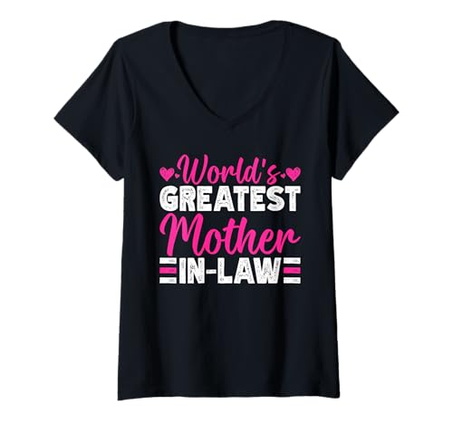 Damen Die weltbeste Schwiegermutter Muttertag Mama Elternteil T-Shirt mit V-Ausschnitt Damen Die weltbeste Schwiegermutter Muttertag Mama Elternteil T-Shirt mit V-Ausschnitt von Funny Mother-In-Law Parent Gifts Mother's Day
