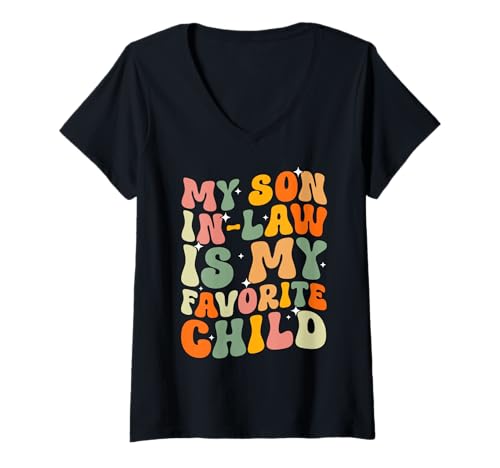 Damen Mein Schwiegersohn ist mein Lieblingskind, tolle Mutter zum Muttertag T-Shirt mit V-Ausschnitt Damen Mein Schwiegersohn ist mein Lieblingskind, tolle Mutter zum Muttertag T-Shirt mit V-Ausschnitt von Funny Mother-In-Law Parent Gifts Mother's Day