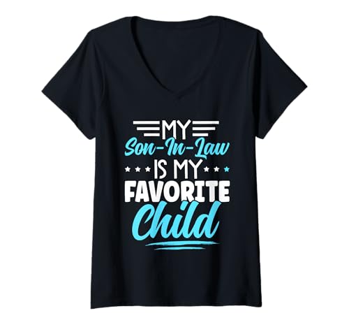 Damen Mein Schwiegersohn ist mein Lieblingskind Vintage-Schwiegermutter T-Shirt mit V-Ausschnitt Damen Mein Schwiegersohn ist mein Lieblingskind Vintage-Schwiegermutter T-Shirt mit V-Ausschnitt von Funny Mother-In-Law Parent Gifts Mother's Day