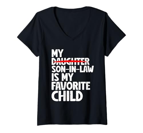 Damen Mein Schwiegersohn ist mein Lieblingskind Vintage-Schwiegermutter T-Shirt mit V-Ausschnitt Damen Mein Schwiegersohn ist mein Lieblingskind Vintage-Schwiegermutter T-Shirt mit V-Ausschnitt von Funny Mother-In-Law Parent Gifts Mother's Day