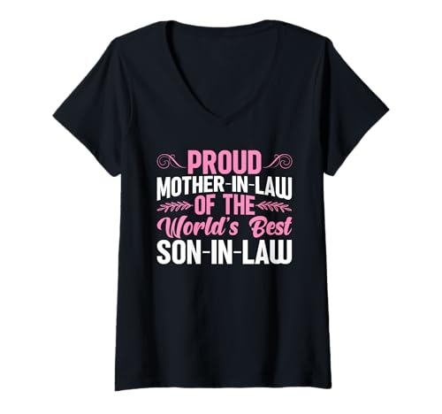 Damen Stolze Schwiegermutter des weltbesten Schwiegersohns T-Shirt mit V-Ausschnitt Damen Stolze Schwiegermutter des weltbesten Schwiegersohns T-Shirt mit V-Ausschnitt von Funny Mother-In-Law Parent Gifts Mother's Day