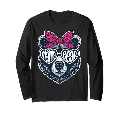 Mama Bear Gesicht Sonnenbrille Mama Bär Mama Muttertag Langarmshirt Mama Bear Gesicht Sonnenbrille Mama Bär Mama Muttertag Langarmshirt von Funny Mother’s Day Mama Bear Sunglasses Bow Tie