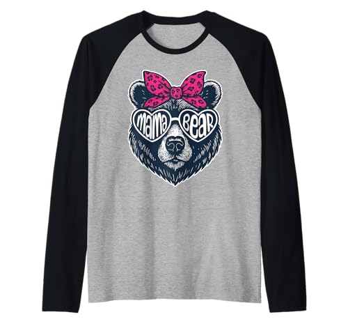 Mama Bear Gesicht Sonnenbrille Mama Bär Mama Muttertag Raglan Mama Bear Gesicht Sonnenbrille Mama Bär Mama Muttertag Raglan von Funny Mother’s Day Mama Bear Sunglasses Bow Tie