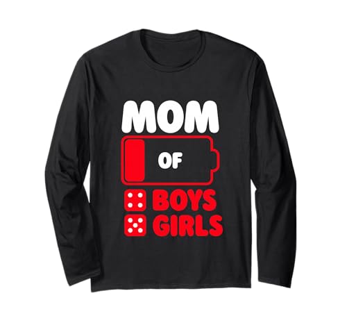 Mutter von 4 Jungen und 5 Mädchen Langarmshirt von Funny Mothers Day Battery Low