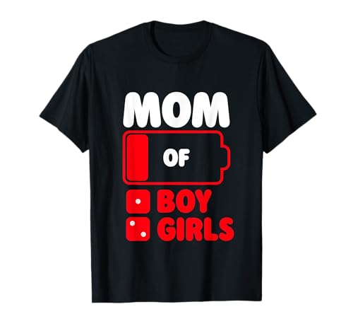 Mutter von einem Jungen und Zwei Mädchen T-Shirt von Funny Mothers Day Battery Low
