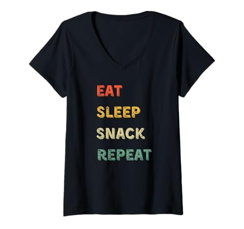 Damen Lustige Snack Witze Kinder Männer Brüder Söhne Onkel Studenten T-Shirt mit V-Ausschnitt von Funny Motivational Quote Men Women Students Friend