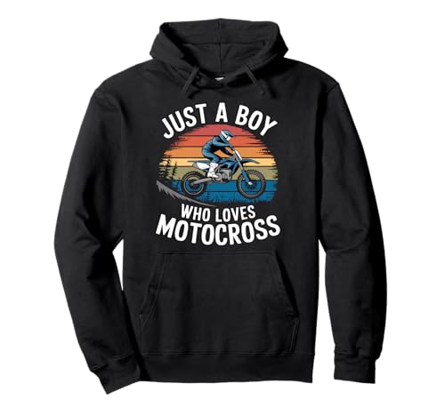 Just A Boy Who Loves Motocross Dirt Bike Kinder Motocross Pullover Hoodie von Funny Motocross Apparel for Men Women