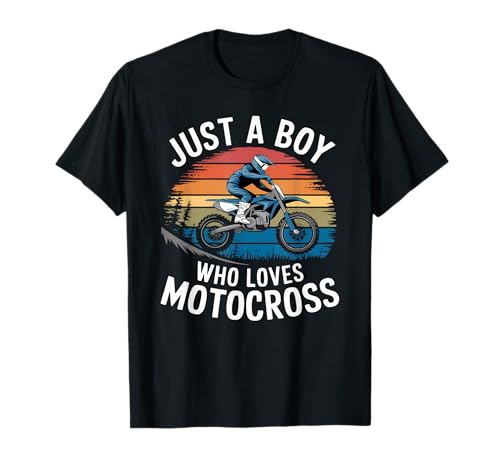 Just A Boy Who Loves Motocross Dirt Bike Kinder Motocross T-Shirt von Funny Motocross Apparel for Men Women