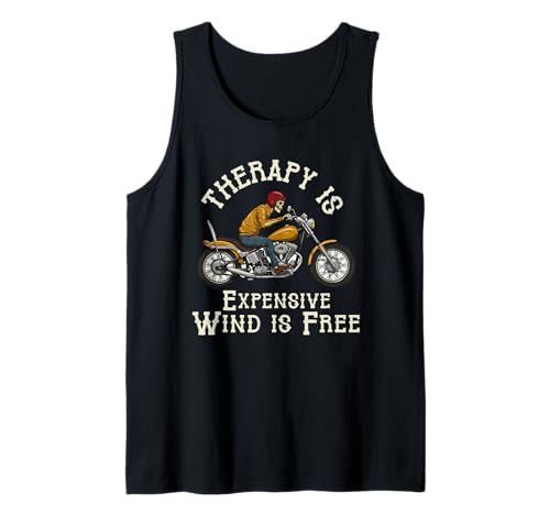Therapie ist teuer Wind ist kostenlos Motorradfahrer Herren Papa Tank Top von Funny Motorcycle Biker Apparel