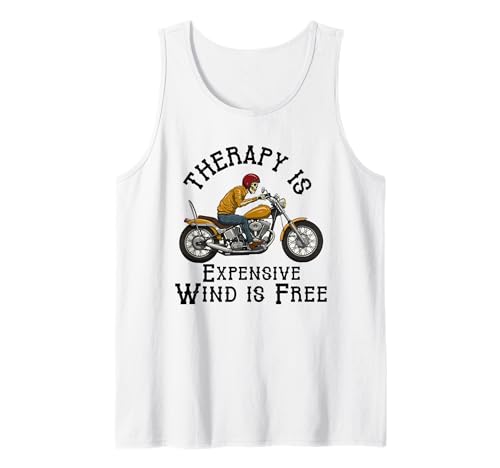 Therapie ist teuer Wind ist kostenlos Motorradfahrer Herren Papa Tank Top von Funny Motorcycle Biker Apparel