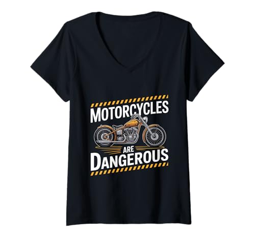 Damen Motorräder sind gefährlich Lustiger Biker Motocross Mx T-Shirt mit V-Ausschnitt Damen Motorräder sind gefährlich Lustiger Biker Motocross Mx T-Shirt mit V-Ausschnitt von Funny Motorcycle Design Apparel