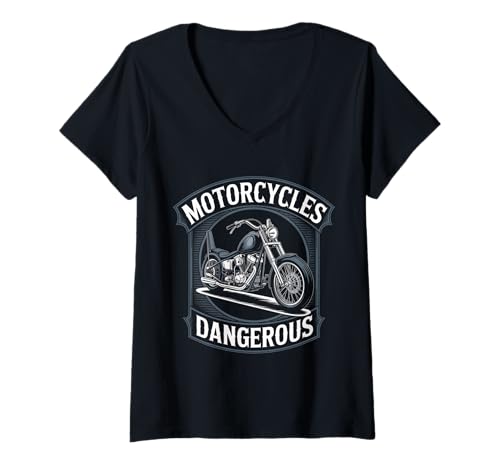 Damen Motorräder sind gefährlich Lustiger Biker Motocross Mx T-Shirt mit V-Ausschnitt Damen Motorräder sind gefährlich Lustiger Biker Motocross Mx T-Shirt mit V-Ausschnitt von Funny Motorcycle Design Apparel