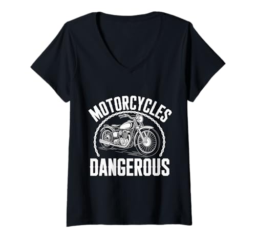 Damen Motorräder sind gefährlich Lustiger Biker-Motocross-Mx T-Shirt mit V-Ausschnitt Damen Motorräder sind gefährlich Lustiger Biker-Motocross-Mx T-Shirt mit V-Ausschnitt von Funny Motorcycle Design Apparel