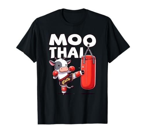 Funny Muay Thai Lover Gifts & Martial Arts f. Men - Thaiboxen für Jugendliche, Muay Thai Kuh T-Shirt (Schwarz, S) von Funny Muay Thai Lover Gifts & Martial Arts f. Men