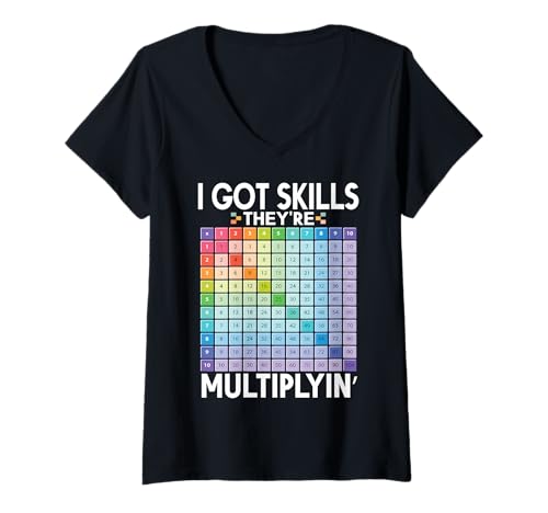 Damen Ich Habe Fähigkeiten, sie vervielfachen lustige Mathematiklehrer-Schüler T-Shirt mit V-Ausschnitt Damen Ich Habe Fähigkeiten, sie vervielfachen lustige Mathematiklehrer-Schüler T-Shirt mit V-Ausschnitt von Funny Multiplying Math Nerd Students Teachers Tees
