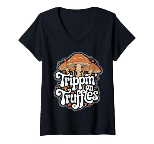 Damen Funny Mushroom Witze Mycology Mushroom Picker Morel Fungi T-Shirt mit V-Ausschnitt Damen Funny Mushroom Witze Mycology Mushroom Picker Morel Fungi T-Shirt mit V-Ausschnitt von Funny Mushroom Jokes Mycology Shroom