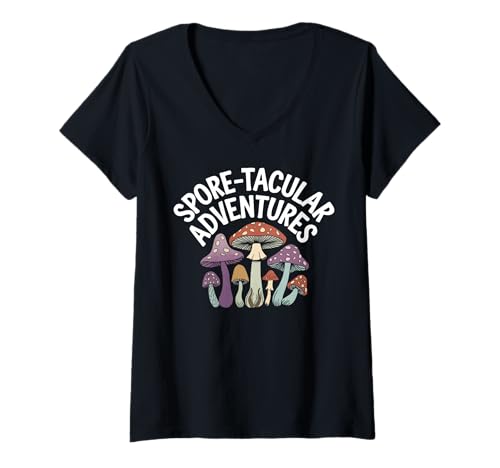 Damen Funny Mushroom Witze Mycology Mushroom Picker Morel Fungi T-Shirt mit V-Ausschnitt Damen Funny Mushroom Witze Mycology Mushroom Picker Morel Fungi T-Shirt mit V-Ausschnitt von Funny Mushroom Jokes Mycology Shroom