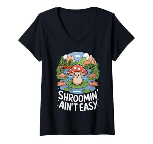 Damen Funny Mushroom Witze Mycology Mushroom Picker Morel Fungi T-Shirt mit V-Ausschnitt Damen Funny Mushroom Witze Mycology Mushroom Picker Morel Fungi T-Shirt mit V-Ausschnitt von Funny Mushroom Jokes Mycology Shroom