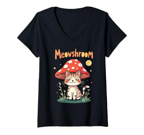 Damen Lustiges Pilz-Wortspiel Mykologie Pilzsammler Morchel Pilz T-Shirt mit V-Ausschnitt Damen Lustiges Pilz-Wortspiel Mykologie Pilzsammler Morchel Pilz T-Shirt mit V-Ausschnitt von Funny Mushroom Pun Mycology Shroom