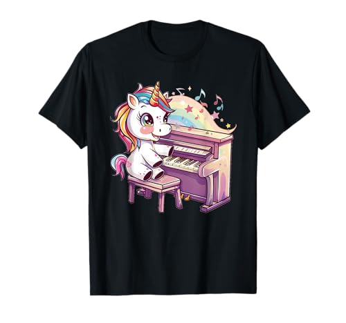 Buntes Klavier-Einhorn-Kostüm für musikalische glückliche Mädchen T-Shirt Buntes Klavier-Einhorn-Kostüm für musikalische glückliche Mädchen T-Shirt von Funny Music Unicorn Outfit