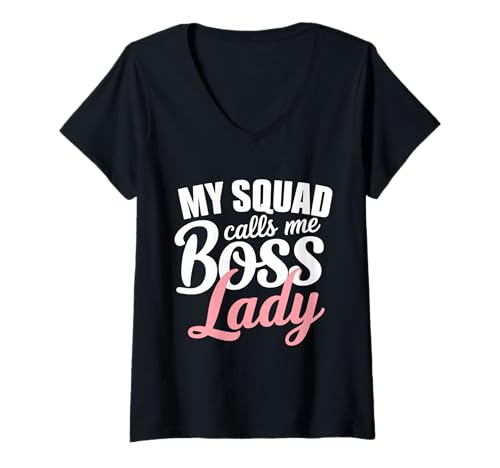 Damen Lustiger Chef Mein Trupp nennt Mich Boss Lady T-Shirt mit V-Ausschnitt Damen Lustiger Chef Mein Trupp nennt Mich Boss Lady T-Shirt mit V-Ausschnitt von Funny My Squad Calls Me Boss Lady Tee