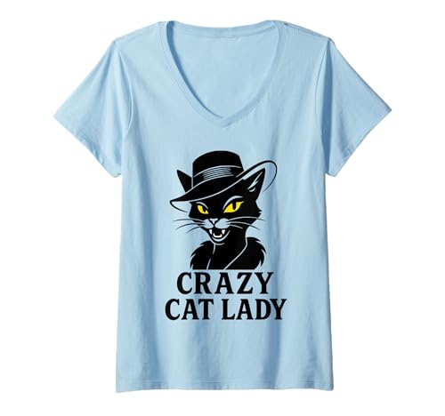 Damen Crazy Cat Lady Hat Lustiger Ruhestand T-Shirt mit V-Ausschnitt Damen Crazy Cat Lady Hat Lustiger Ruhestand T-Shirt mit V-Ausschnitt von Funny Mysterious Cat Designs for Women Cat Lovers