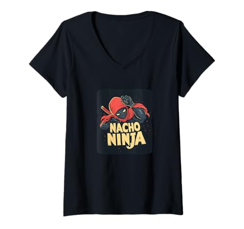 Damen Tolles Nacho-Ninja-Kostüm für mexikanische Essensliebhaber T-Shirt mit V-Ausschnitt Damen Tolles Nacho-Ninja-Kostüm für mexikanische Essensliebhaber T-Shirt mit V-Ausschnitt von Funny Nacho Outfit