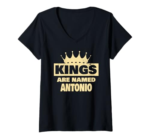 Damen Könige heißen Antonio Lustiger Antonio-Name T-Shirt mit V-Ausschnitt Damen Könige heißen Antonio Lustiger Antonio-Name T-Shirt mit V-Ausschnitt von Funny Name Antonio Designs