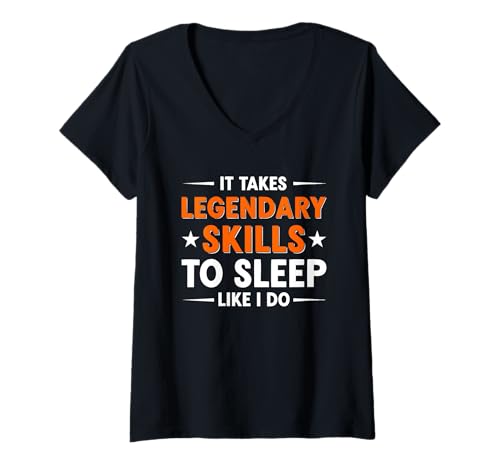 Damen Lustige Schlafshirts für Damen und Herren T-Shirt mit V-Ausschnitt von Funny Nap & Sleep Gifts Apparel