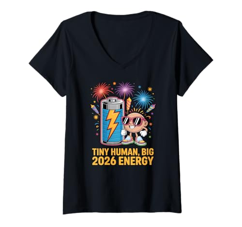 Damen 2026 Energy Kid Neujahrsparty voller Akku T-Shirt mit V-Ausschnitt Damen 2026 Energy Kid Neujahrsparty voller Akku T-Shirt mit V-Ausschnitt von Funny New Year Energy Apparel Gifts by Anastasia