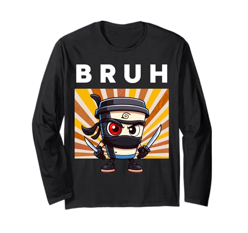 Bruh Cyborg Cappuccino Assassino Italian Brainrot Meme für Kinder Langarmshirt Bruh Cyborg Cappuccino Assassino Italian Brainrot Meme für Kinder Langarmshirt von Funny Ninja Robot Retro Sunset Samurai Birthday