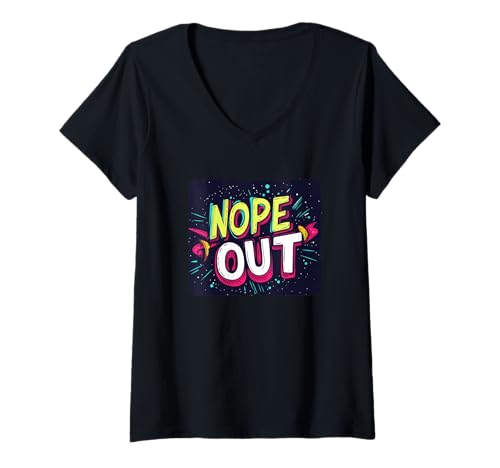 Damen Nope Out Emblem für Jungen und Mädchen T-Shirt mit V-Ausschnitt Damen Nope Out Emblem für Jungen und Mädchen T-Shirt mit V-Ausschnitt von Funny Nope Outfit